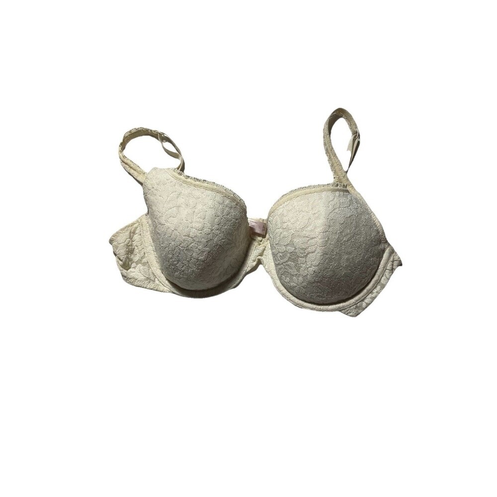 Victoria’s Secret Ivory Floral Lace Underwire Bra Lightly Lined 36C